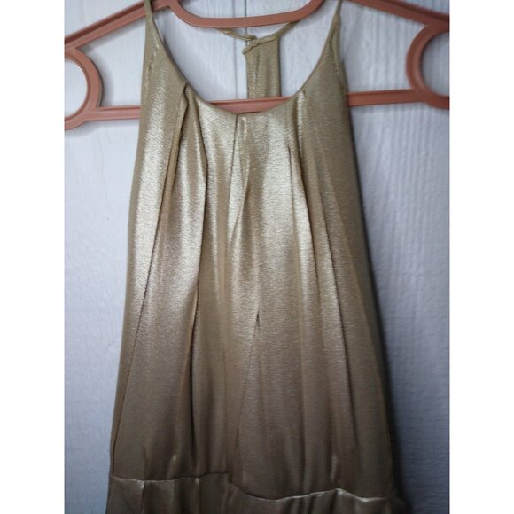 Halston Heritage Halter Dress Womens XS Gold Metallic Fringe Strips Cocktail NWT - Picture 6 of 12